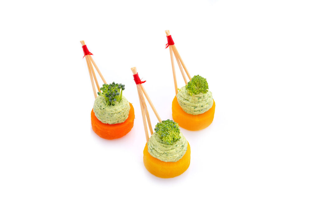 Duo de carottes, pesto de brocolis