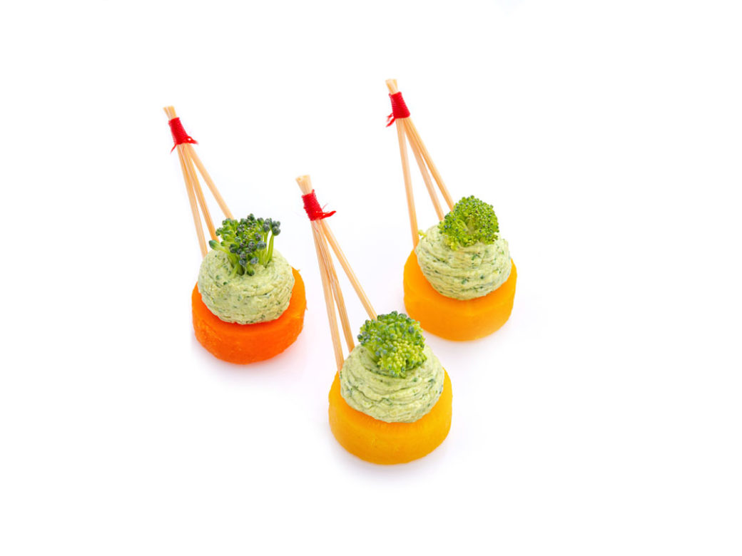 Duo de carottes, pesto de brocolis