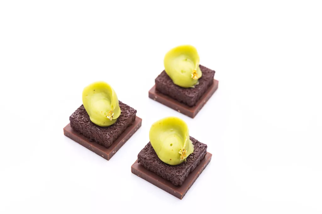 Chocolat, Praliné Pistache et Feuille d’Or